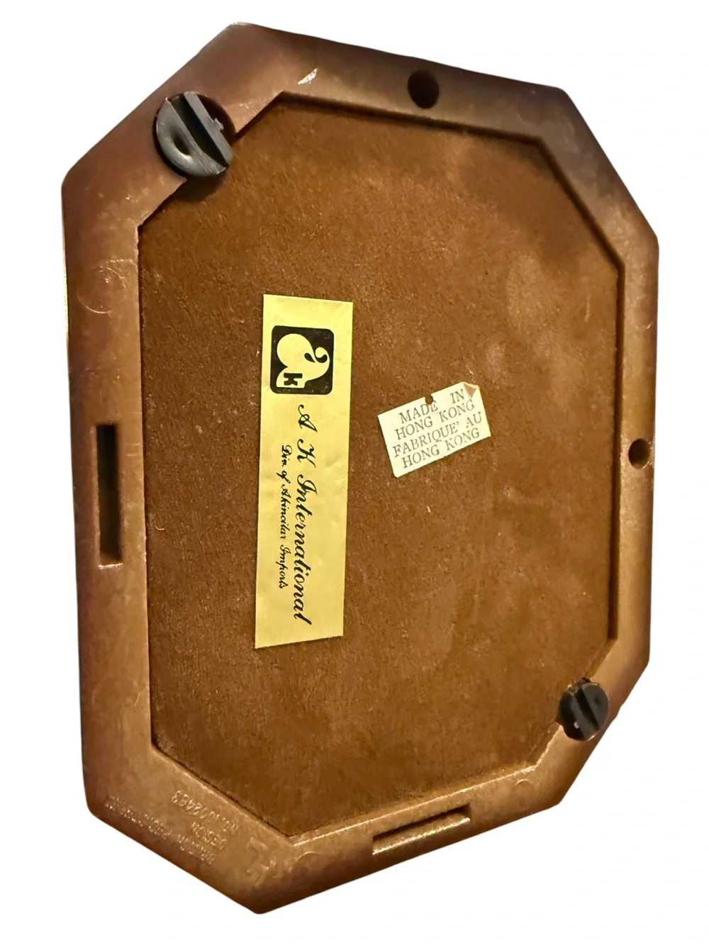 vintage octagonal wood-finish photo frame features a classic portrait insert and